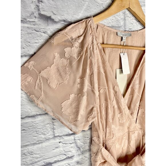 JOIE Women's LIght Pink Floral Leighan Faux Wrap Short Dress NWT Size 0 - Picture 2 of 5